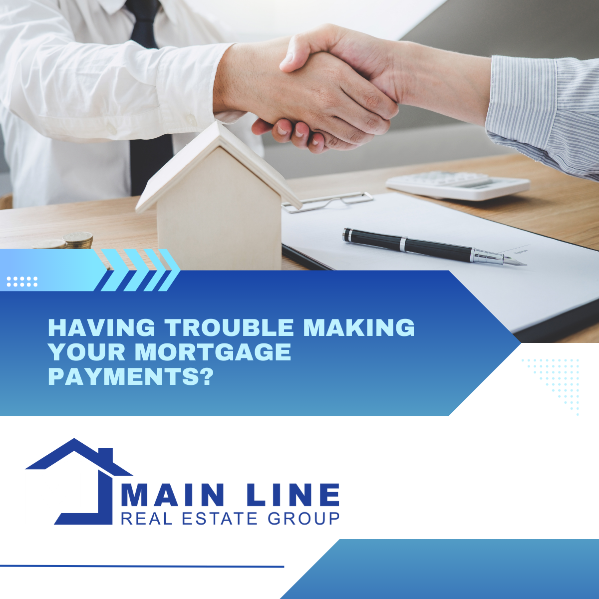 Image of a concerned homeowner finding solutions to mortgage payment challenges with Main Line Real Estate Group.